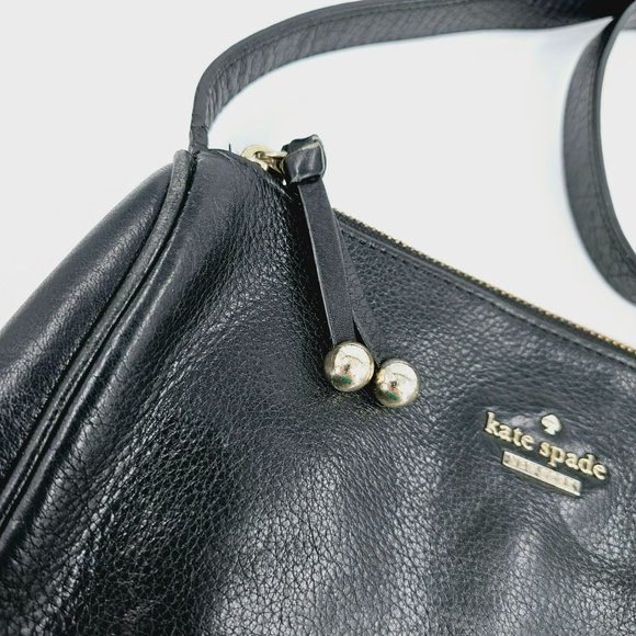 Kate Spade Lombard Street Cayli Black Leather Crossbody Bag Striped Designer - Picture 3 of 14